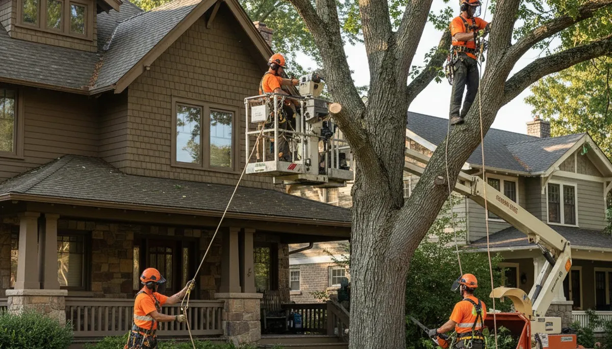 Tree service crew in Spokane, WA providing safe tree removal for a local property